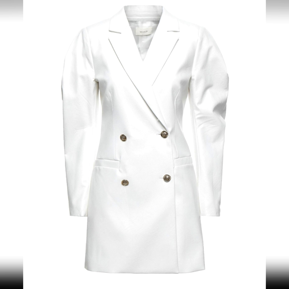 VICOLO PU leather White Blazer Dress